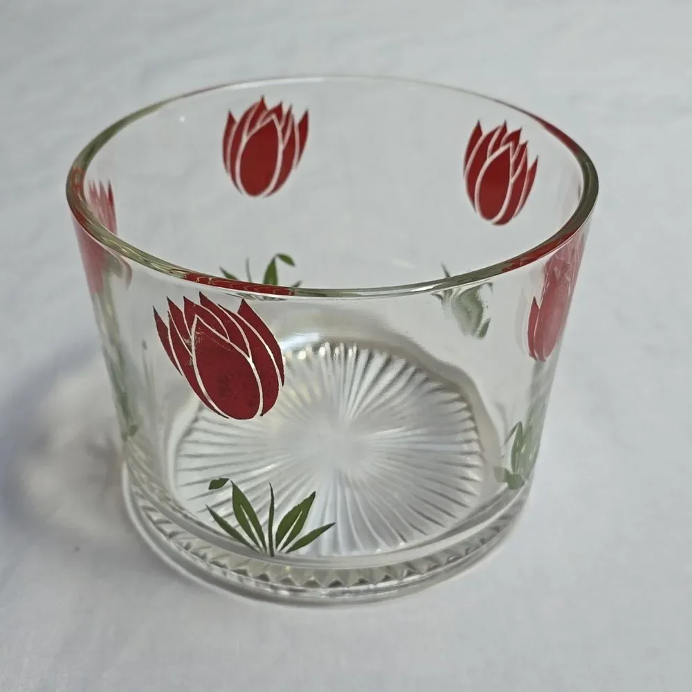 Hazel Atlas Red Tulip Swanky Swig Ice Bucket • Vintage 70s • HTF Deco